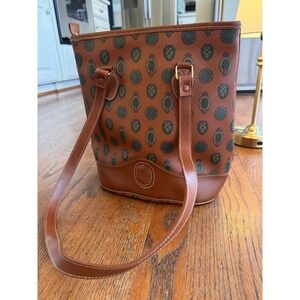 Capezio New York Vintage Tote Bag Brown Crest Nautical Print Shoulder Bag 90s